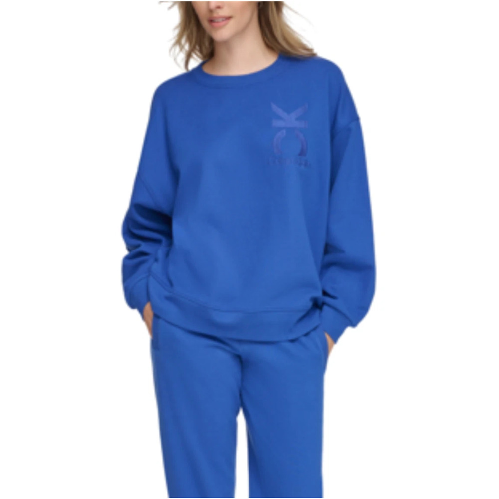 Calvin Klein Women Oversized Logo Crewneck Sweatshirt Mazarine Blue Size S 11695